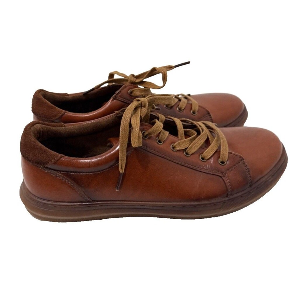 Azkbird Leather Oxford Shoes Brown Textured Detail Rubber Grip Soles Mens 9.5